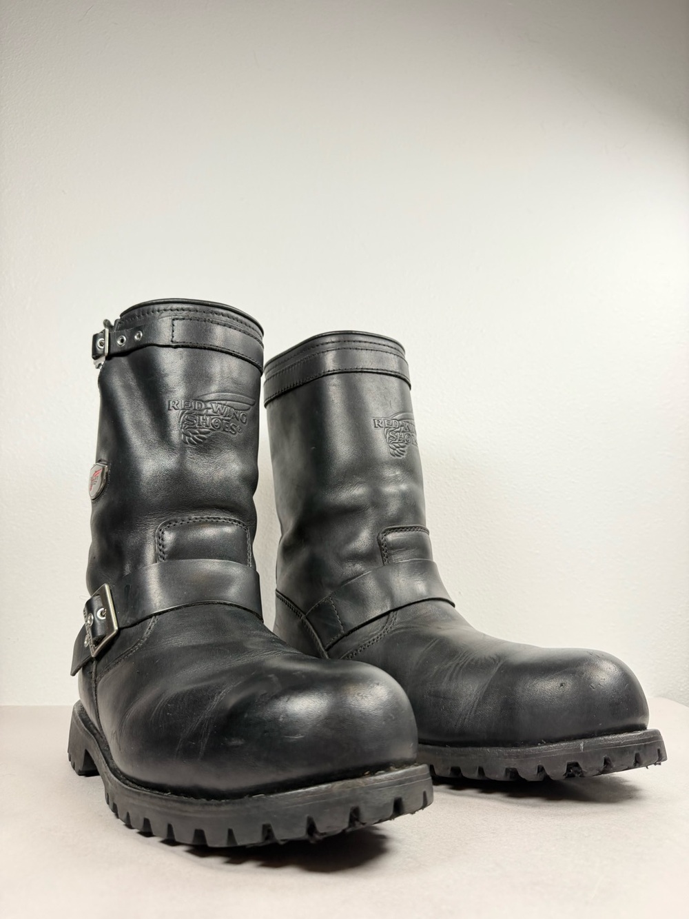 Red Wing 988 Men's Black Leather Steel Toe Engineer Boots Size 13 EE Motorcycle